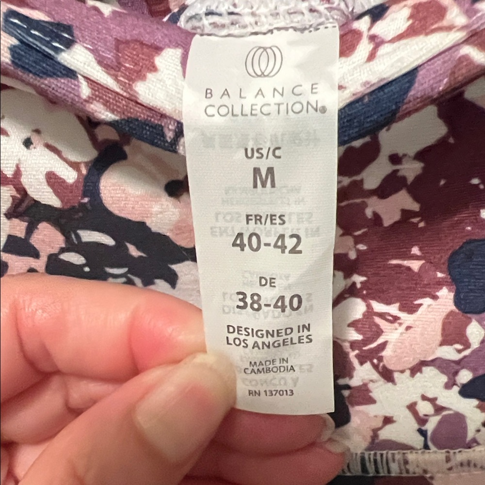#1233=Balance Collection Women's Floral Leggings - Purple and White - Picture 3 of 9
